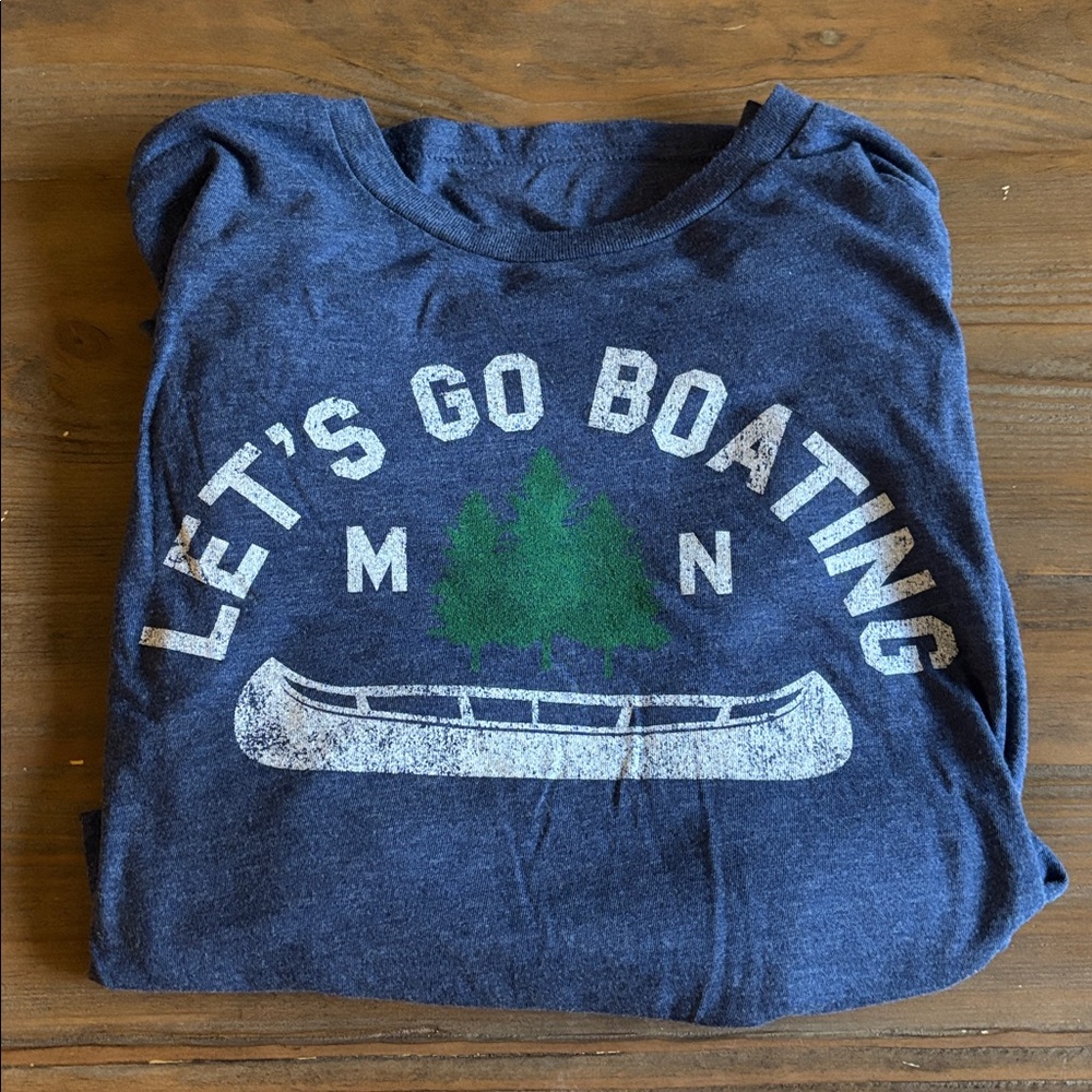 Blue Graphic Tee with Boating Print